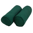 thumbnail image 1 of Coussins Traversins en Sergé Uni à Double Cordon de 20 Po sur 8 Po avec Bourrures (Ensemble de 2), Vert Forêt, 1 of 3