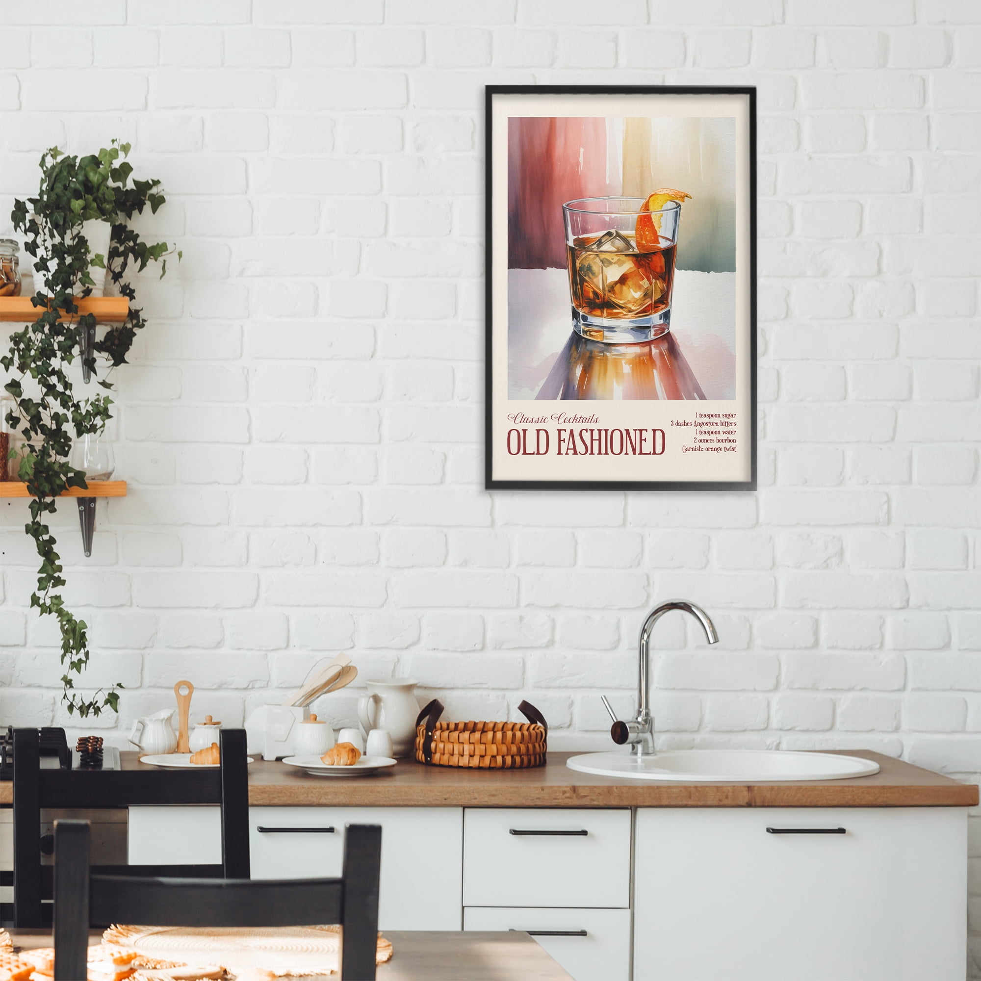 Stupell Industries Old Fashioned on Surface Black Framed Giclee Art, design by Andreas Magnusson
