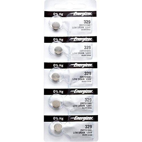 5 x Energizer 329 Watch Batteries, 1.55V, equivalent SR731SW, 731