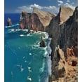 thumbnail image 3 of Maritime Duvet Cover Set, Northern Coastline in Portugal Cliffs and Wavy Sea Panorama Photo, Decorative 2 Piece Bedding Set with 1 Pillow Shams, Twin Size, Warm Taupe Petrol Blue, by Ambesonne, 3 of 3