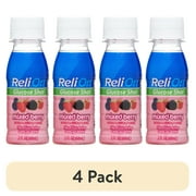 (4 pack) ReliOn Glucose Shot, Mixed Berry, 2 fl oz.; 15g of Fast-Acting Carbohydrates per Bottle.