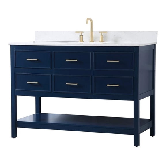 48 inch single bathroom vanity in blue with backsplash