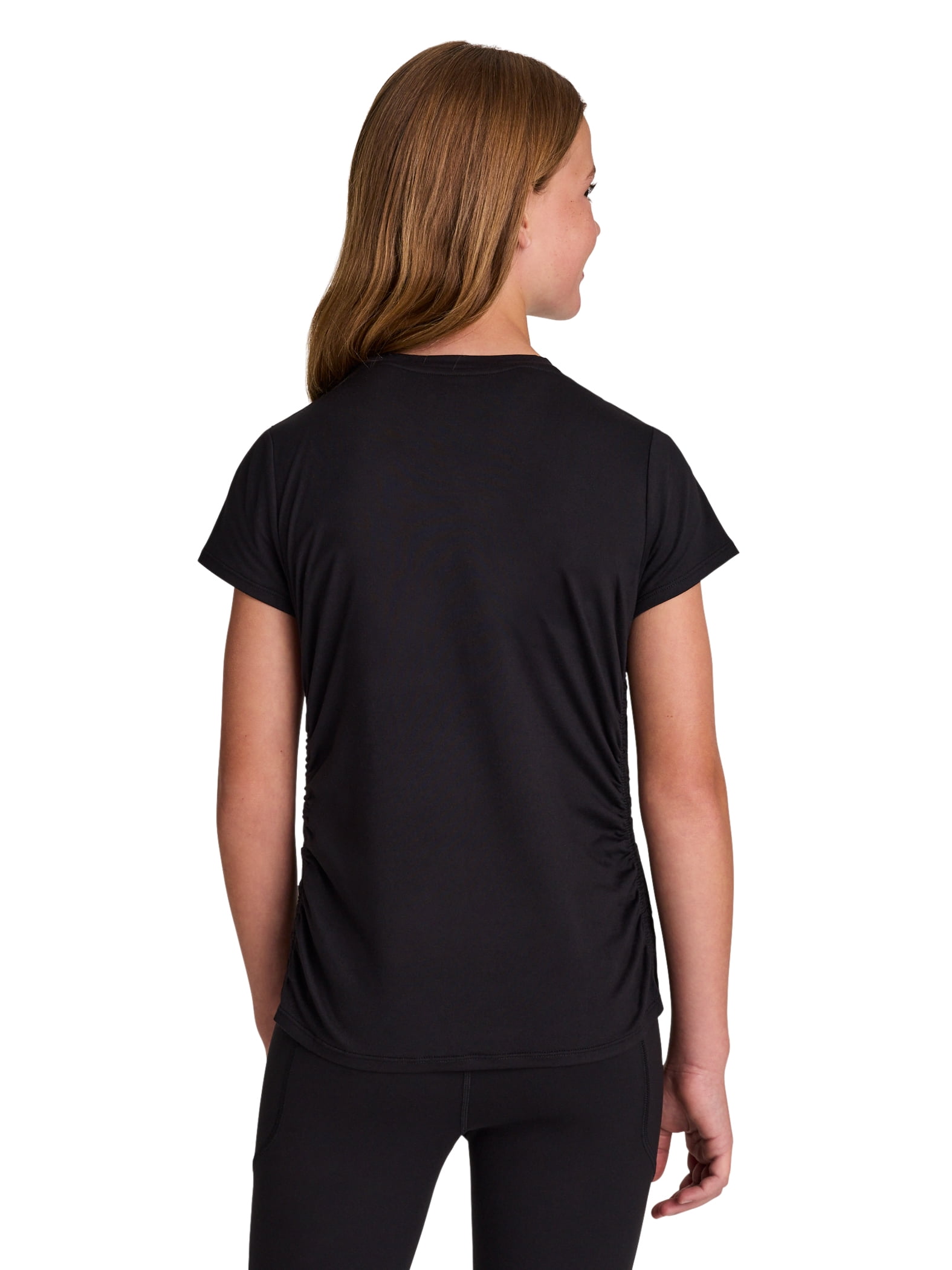 Reebok Girl's Legacy Short Sleeve Ruched Performance Top, Sizes 4-18