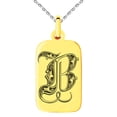 thumbnail image 3 of Tioneer Stainless Steel Letter B Initial Royal Monogram Engraved Small Rectangle Dog Tag Charm Pendant Necklace, 3 of 4