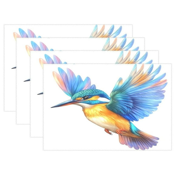 Ryvnso Placemats Set of 4 Watercolor Bird Dining Mats Heat-Resistant Non-Slip Washable Table Mat