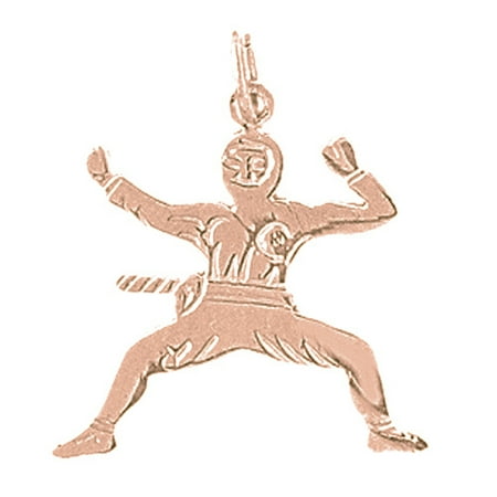14K Rose Gold Ninja Pendant - 22 mm