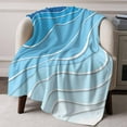 thumbnail image 6 of Blue White Beach Coastal Throw Blankets, Abstract Geometric Ocean Waves Soft Fleece Blanket Decorative for Home Sofa Couch Chair Living Bedroom, 40x50 inches,, 6 of 8