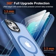 thumbnail image 3 of KOMI Magnetic for iPhone 13 Case, [Compatible with MagSafe][10 FT Military Grade Drop Protection] [2+Tempered Glass Screen Protector] Non-Slip Heavy Duty Full-Body Shockproof Phone Case, Sky Blue, 3 of 4