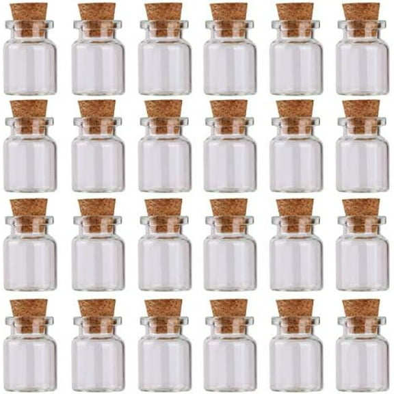 24pcs Mini Glass Bottles with Cork Stoppers 5ml DIY Art Crafts Storage Container,Tiny Glass Vials Cork for Wedding Decoration,Small Glass Corks Jars Party Favor$$Home Decor, Kitchen, & Other