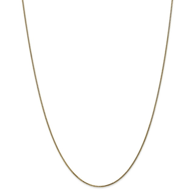 14K Yellow Gold 1mm Solid Diamond Cut Spiga Chain 18 Inch