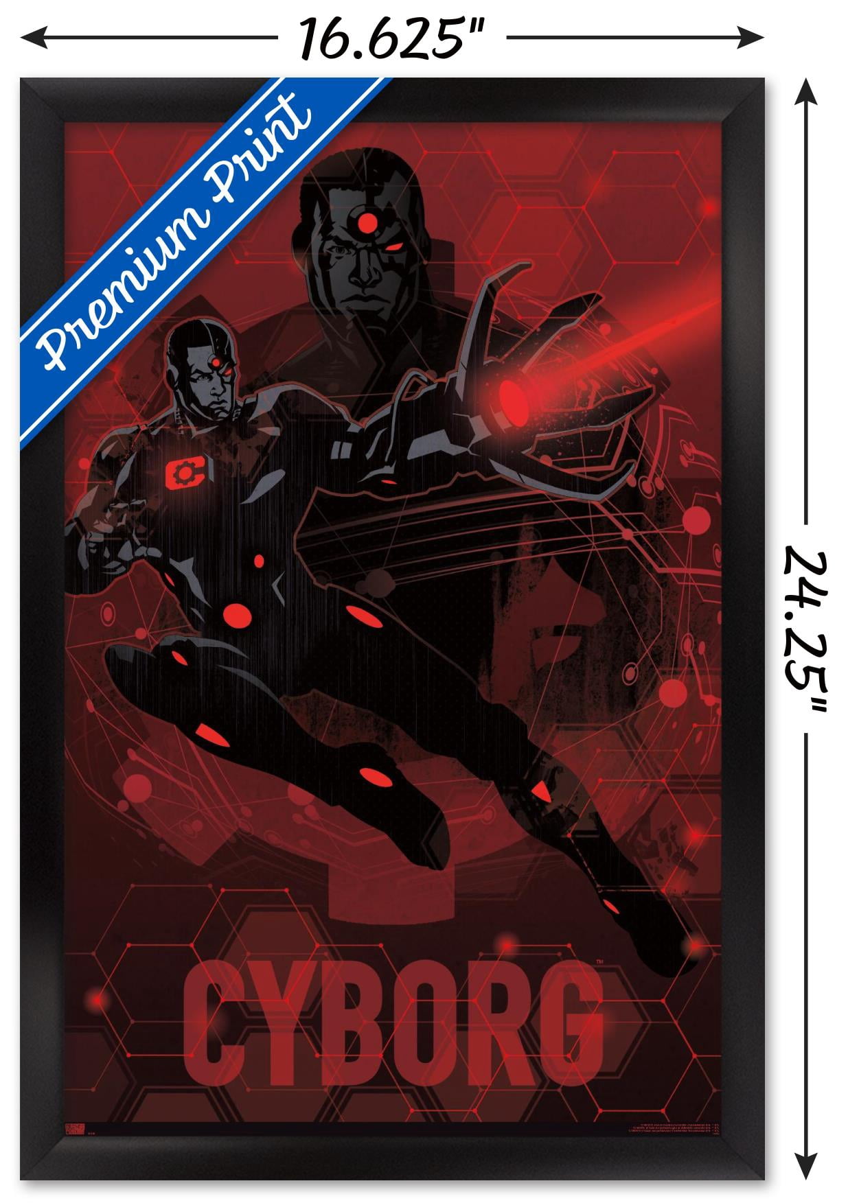 DC Comics: Dark Artistic - Cyborg Wall Poster, 14.725" x 22.375" Framed