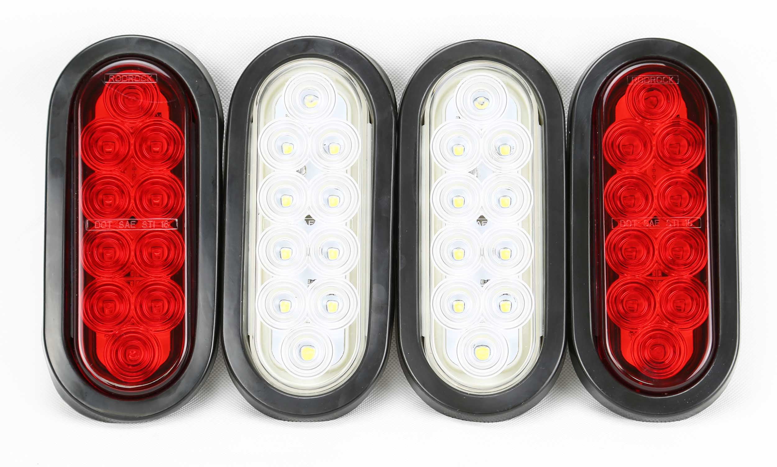 2 Red 6" Oval 10 LED Trailer Stop/Turn/Tail Light 2 Red 2" LED Marker Light 