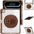 thumbnail image 2 of ELEHOLD Rugged Case For Apple iPad Pro 13 2024 13 Inch, Full Protection Transparent 360° Rotating Stand Cover, with Silicone Wrist Strap, Shoulder Strap,Chocolate, 2 of 10