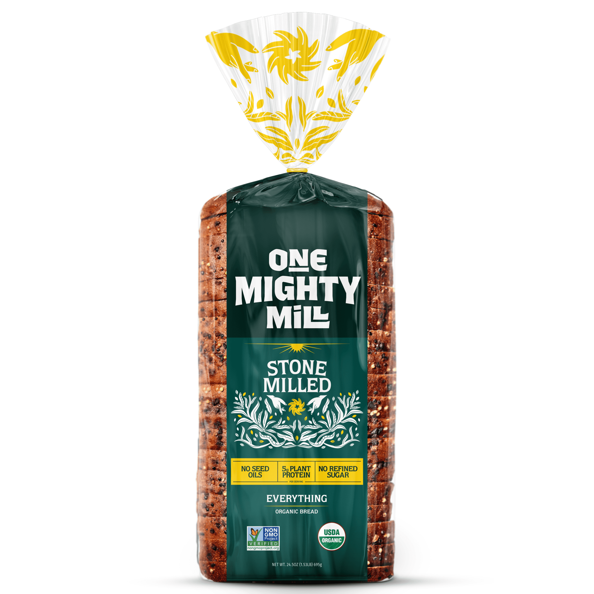 One Mighty Mill Stone-Milled Everything Organic Sliced Bread Loaf, 24.5 Ounce