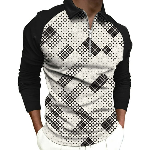 Caqnni Men's Polo Long Sleeve Softness for Office & Leisure (Beige,L)