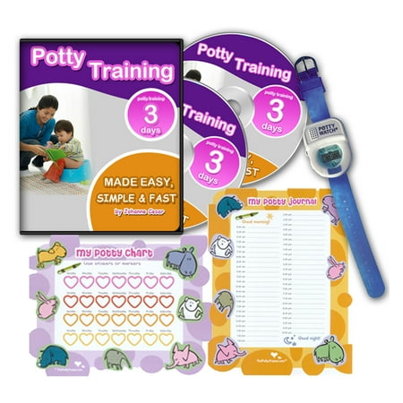 Potty Training In 3 Days - Ultimate Potty Training for Boys. Complete Toilet Training Kit Includes Potty Train In 3 Days Audio Guide, Laminated Potty Training Charts & Blue Potty Time Watch