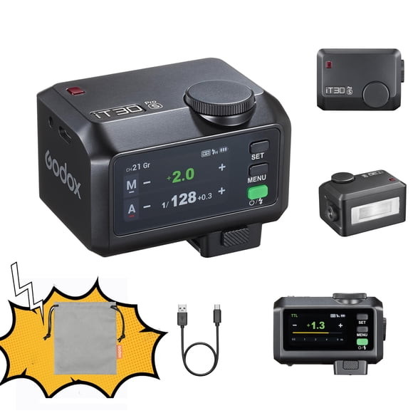 Flash para cámara GODOX IT30Pro TTL Mini con pantalla táctil de 2.8"