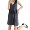 thumbnail image 2 of HVOBTTY Womens Pullover Soft Nightdress, Nightgowns for Women, Women's Plus Size Casual V Neck Sleeveless Loose Long Nightgown Sleep Dress Dark Gray, XL, 2 of 5