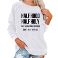 thumbnail image 2 of ICHUANYI Clearance Women Casual Full Sleeve Round Neck Tops Loose Letter Print Graphic Sweatshirt(White, XL) ICHUANYI WER2023080907244, 2 of 6