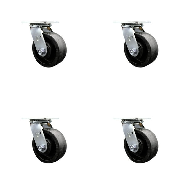 5 Inch Glass Filled Nylon Wheel Swivel Caster Set with Roller Bearings SCC