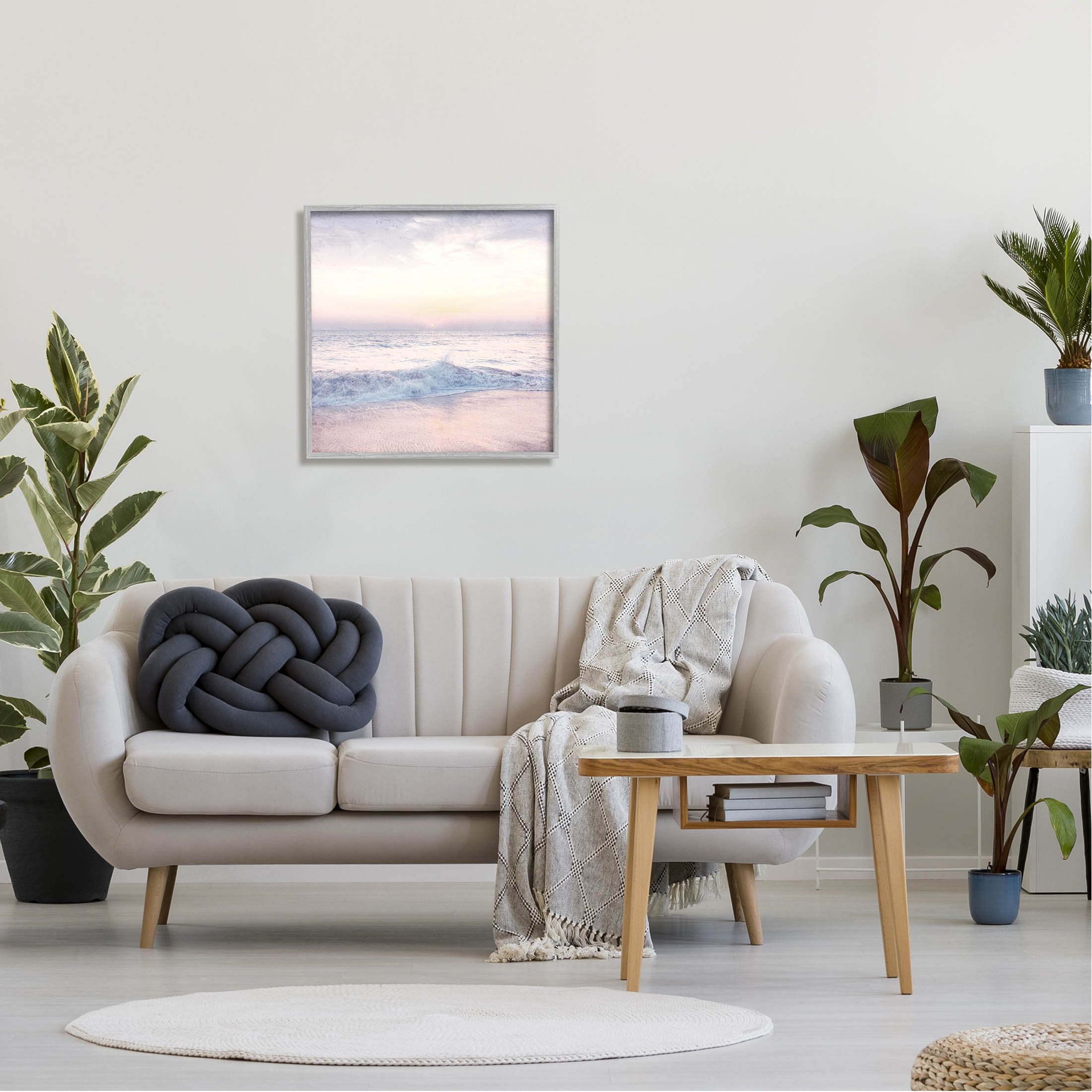 Stupell Industries Crashing Beach Waves Morning Sunrise Photograph Gray Framed Art Print Wall Art, Design by Ann Bailey