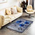 thumbnail image 2 of Erosebridal Blue Rose Area Rug 3x5 Butterfly Carpet Farmhouse Rustic Rose Floral Indoor Floor Mat Women Wooden Botanical Floral Romantic Retro Accent Rug Set Living Room,Bedside,Black Grey, 2 of 6