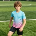 thumbnail image 2 of LIIPEE Summer Outfits For Boys Athleisure Stripes Print Short Sleeve Tees Solid Color Shorts 2 Piece Set Kids Quick Drying Breathable Fashion Sports Outfit Sets,9-10 Years, 2 of 6