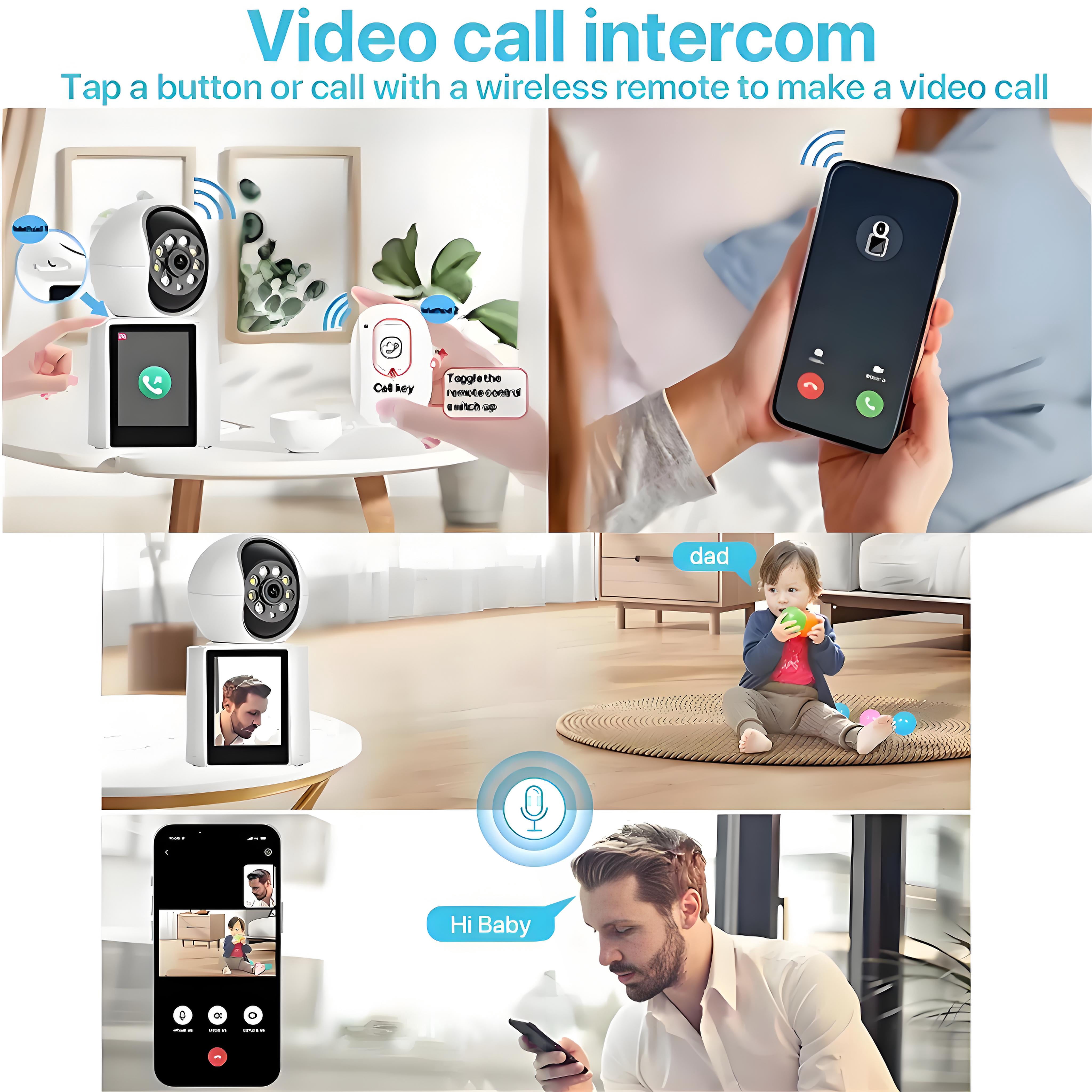 1080P Video Baby Monitor with 2.8" Ips Screen, Wifi Indoor Smart Camera for Baby, Two-Way Audio, Infrared Night Vision, AI Motion Detection,White