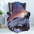 thumbnail image 4 of Nature Soft Flannel Fleece Blanket, Winter Landscape in the Mountains Sunset Majestic Scenes from the World Photo, Cozy Plush for Indoor and Outdoor Use, 50" x 60", White Brown Mauve, by Ambesonne, 4 of 5
