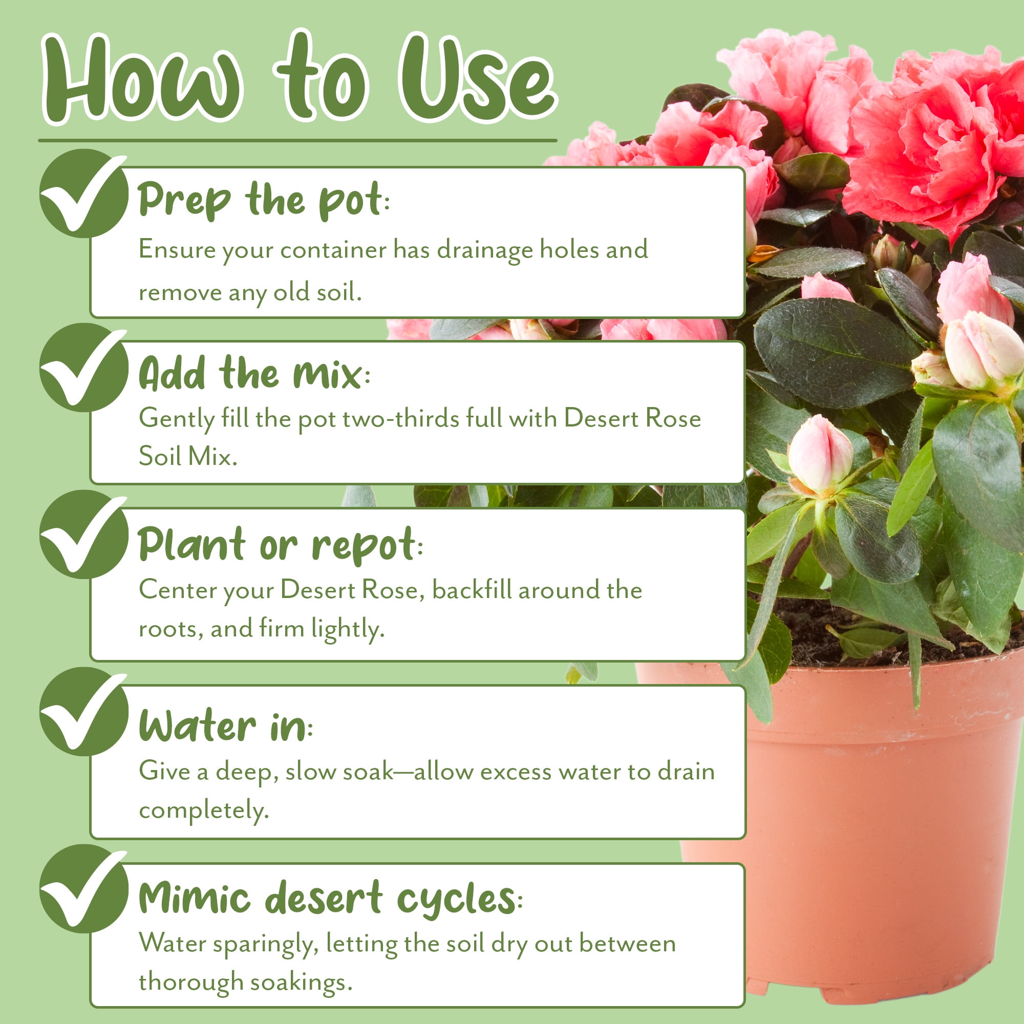 Desert Rose Potting Soil Mix (8 Quarts), Hand Blended Small Batch Soil Blend for Desert Rose Plant