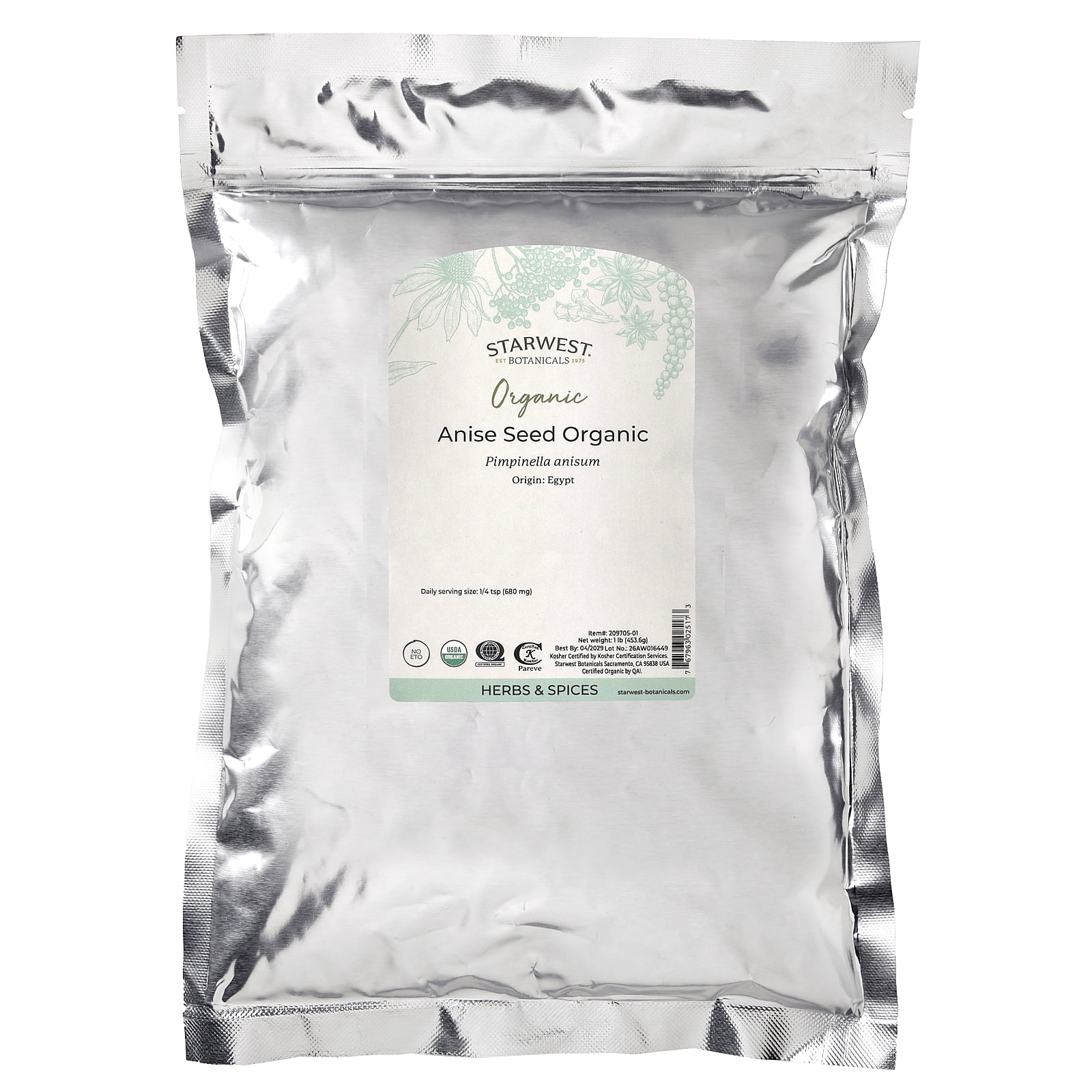 Starwest Botanicals Organic Anise Seed 1 lbs Seeds