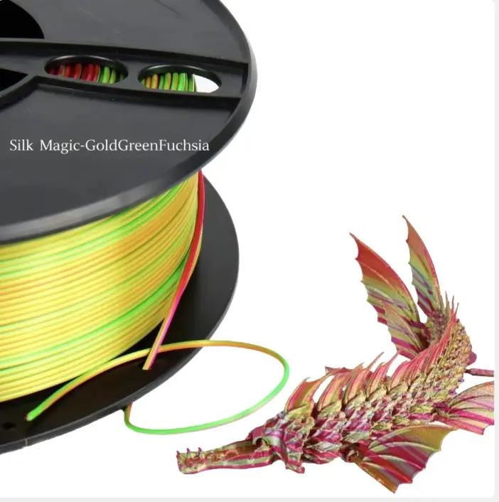 PLA Magic Triple-Color Silk Filament for 3D Printers,1kg (Gold-Copper-Black)