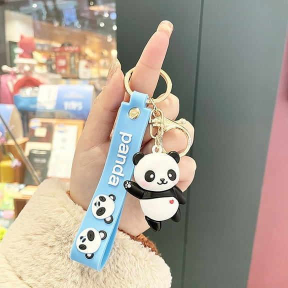 Cute Waving Panda Keychain Animal Charm Gift for Women Men Car Keys Backpack Decor