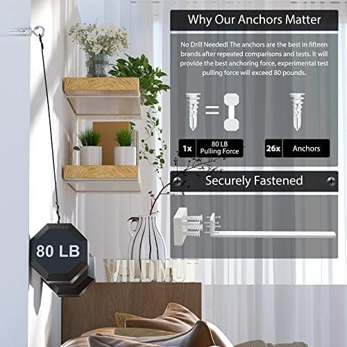 6 Pack Floating Shelf Bracket 12 Inch, Heavy Duty Hidden L Brackets, DIY Rustic Industrial Shelf Brackets with Modern Iron Finish(White)