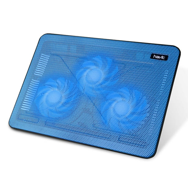 Nevera portátil Havit HV-F2056 para 15,6 a 17 pulgadas con 3 ventiladores, color azul