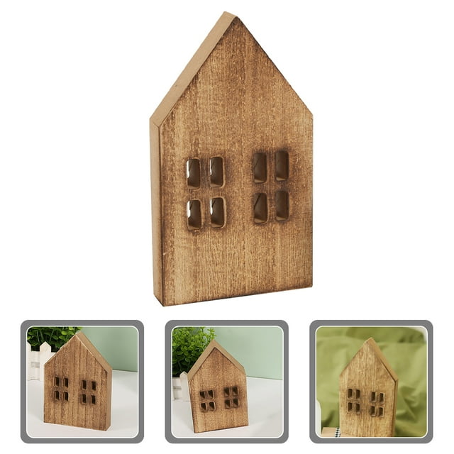 HEALEEP Room Decor Wood Slice Mini House Light Brown 1 PCS for Chic
