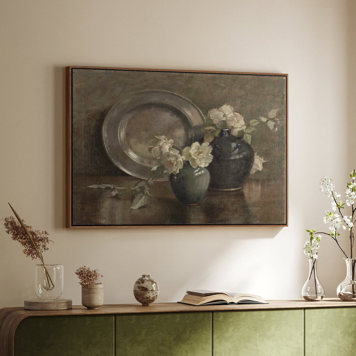 Vintage Botanical Print-XXXIV By Wexford Home Framed in Walnut Wood Gallery Wrapped Canvas 25 in. x 37 in.