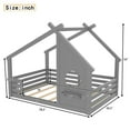 thumbnail image 4 of Bellemave Full House Floor Bed with Window and Shelf, Solid Wood Montessori Bed with Roof, Low to Ground House Bed with High Fence for Bedroom, Grey, 4 of 8