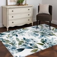 thumbnail image 3 of Blue Flower Area Rugs 4x6 ft Watercolor Spring Blue Floral Green Leaf Botanical Washable Rug Non Slip Indoor Carpet Absorbent Floor Mat for Living Room Bedroom Dining Room, 3 of 9