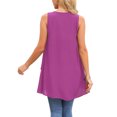 thumbnail image 3 of INSPIRE CHIC Women's High Low Top Casual Sleeveless Chiffon Blouse Crewneck Asymmetrical Loose Shirt Summer Tops S Dark Purple, 3 of 6