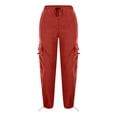 thumbnail image 5 of GiLiling Women Cargo Pants High Waist Baggy Casual Solid Parachute Trousers Loose Fit Y2K Streetwear with Multi Pockets (Red, 8-9 Years), 5 of 7