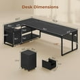 thumbnail image 3 of 71" L Shaped Executive Desk, Reversible Computer Desk with Mobile File Cabinet and Power Outlets, Large Office Desk with Storage Shelves for Home Office, Marble Black, 3 of 8