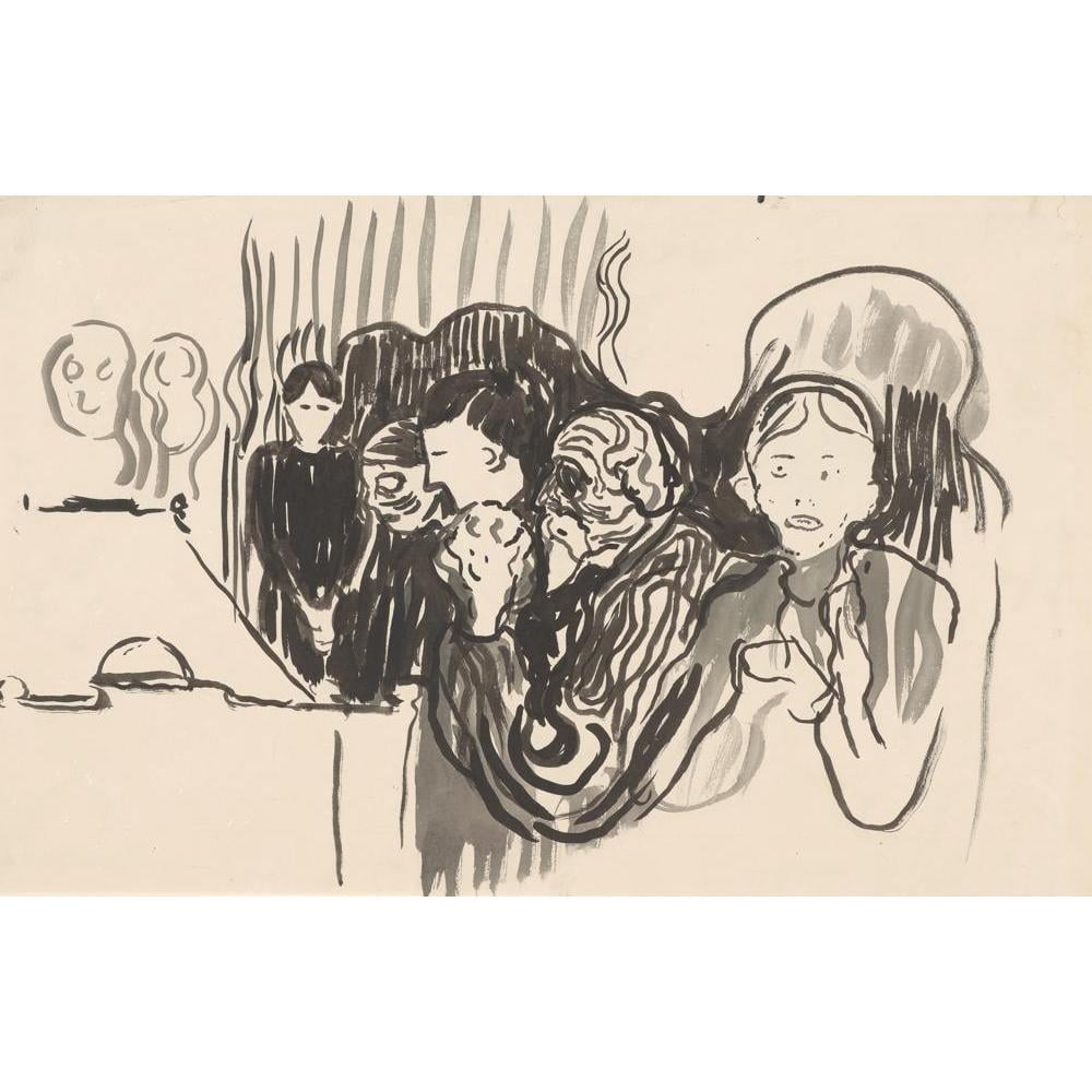 Edvard Munch 18x13 Black Ornate Wood Framed Double Matted Museum