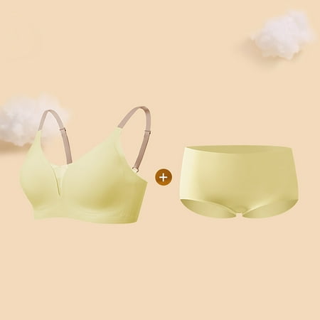 Wancir Bra and Panty Sets for Women Seamless Bralettes Lingerie Sexy Sets Comfortable Sports V Neck Bras Seamless Flat Panties Sets
