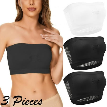 

Women Sexy Strapless Bra Invisible Push up Bras Support Bandeau Bra - Seamless Bralette for women Plus Size Comfort Soft Bra for Women(3-Packs)