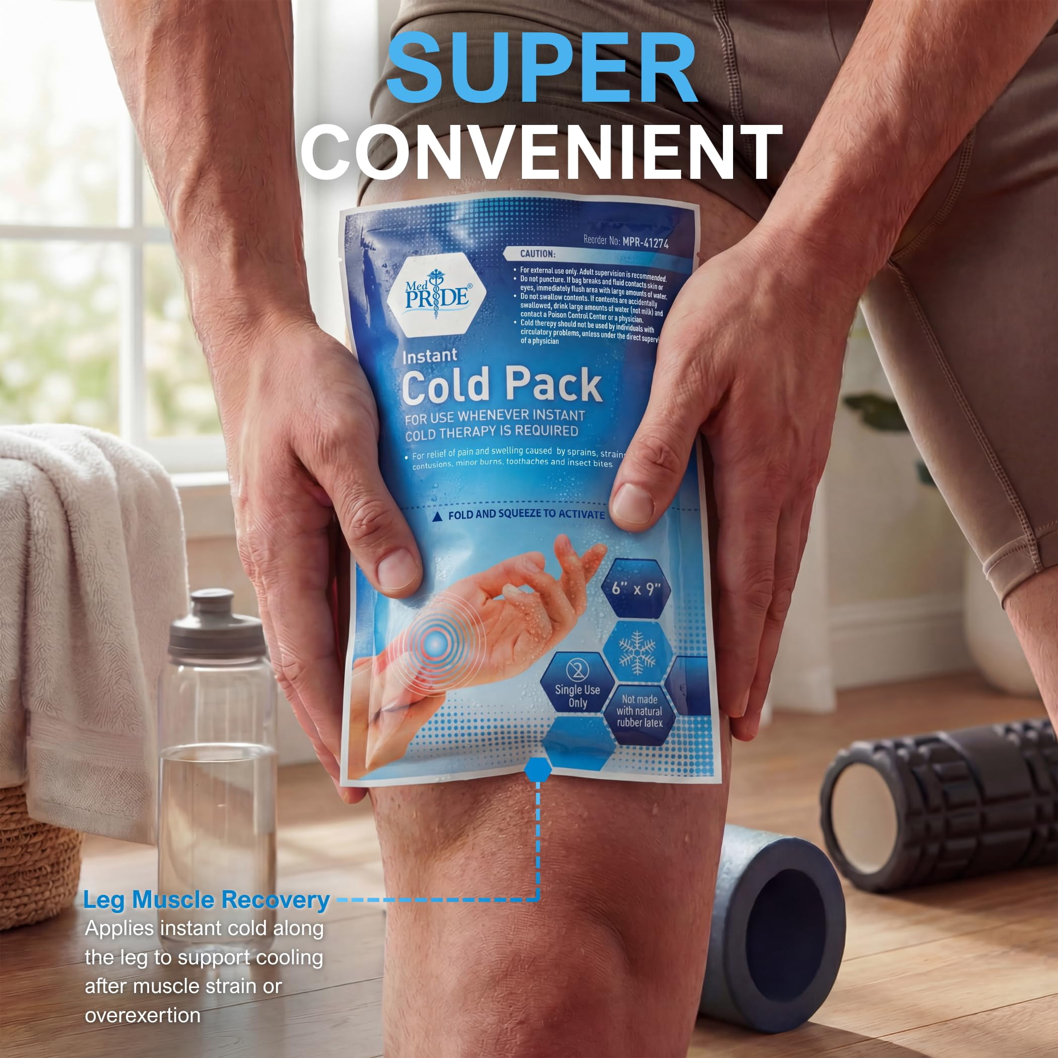 MED PRIDE Ice Packs 24-Pack – 6x9in Instant Cold Pack for Injuries & Pain Relief, Disposable Cold Compress Therapy Bags for First Aid & Recovery