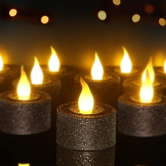 Velas LED Furora Lighting Negras con Purpurina para Decoración del Hogar
