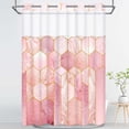 thumbnail image 5 of Ikfashoni Hookless Shower Curtain with Snap in Liner,Hexagon Pink Marble No Hook Waterproof Fabric Bath Curtain, 71"X74", 5 of 8