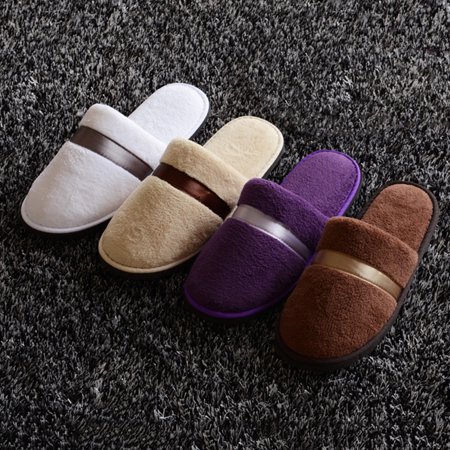

Archer Unisex Indoor Thicken Non-Slip Coral Fleece Closed Toe Flat Shoes Hotel Slippers