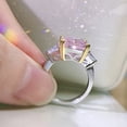 thumbnail image 5 of 6 Carat 3 Stone Engagement Ring Radiant Cut Statement Cocktail Rings for Women CZ Simulated Pink Diamond Ring 925 Sterling Silver Wedding Bnad, 5 of 7